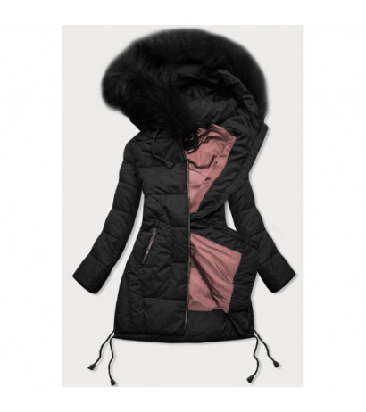 QUILTED HOODED JACKET BLACK (7690) striukė