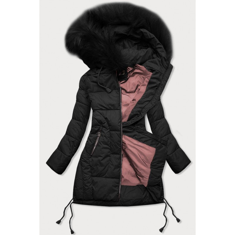 QUILTED HOODED JACKET BLACK (7690) striukė