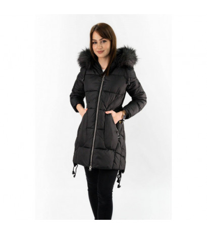 QUILTED HOODED JACKET BLACK (7690) striukė