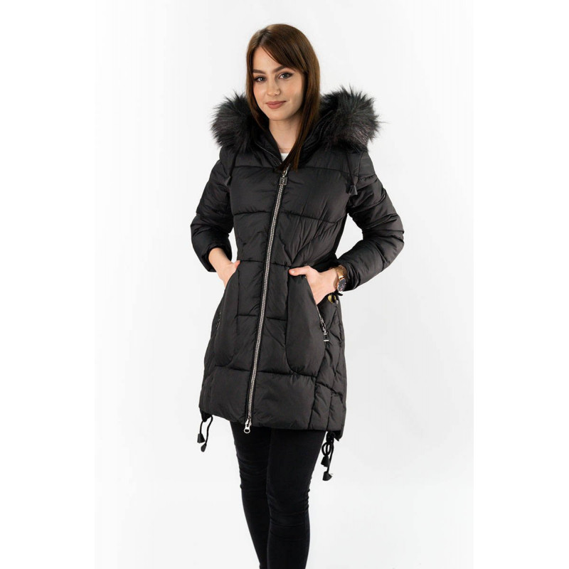 QUILTED HOODED JACKET BLACK (7690) striukė