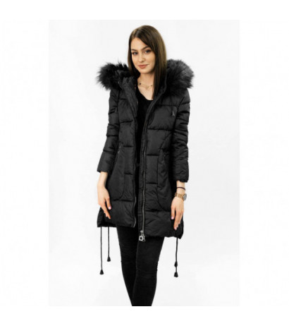 QUILTED HOODED JACKET BLACK (7690) striukė