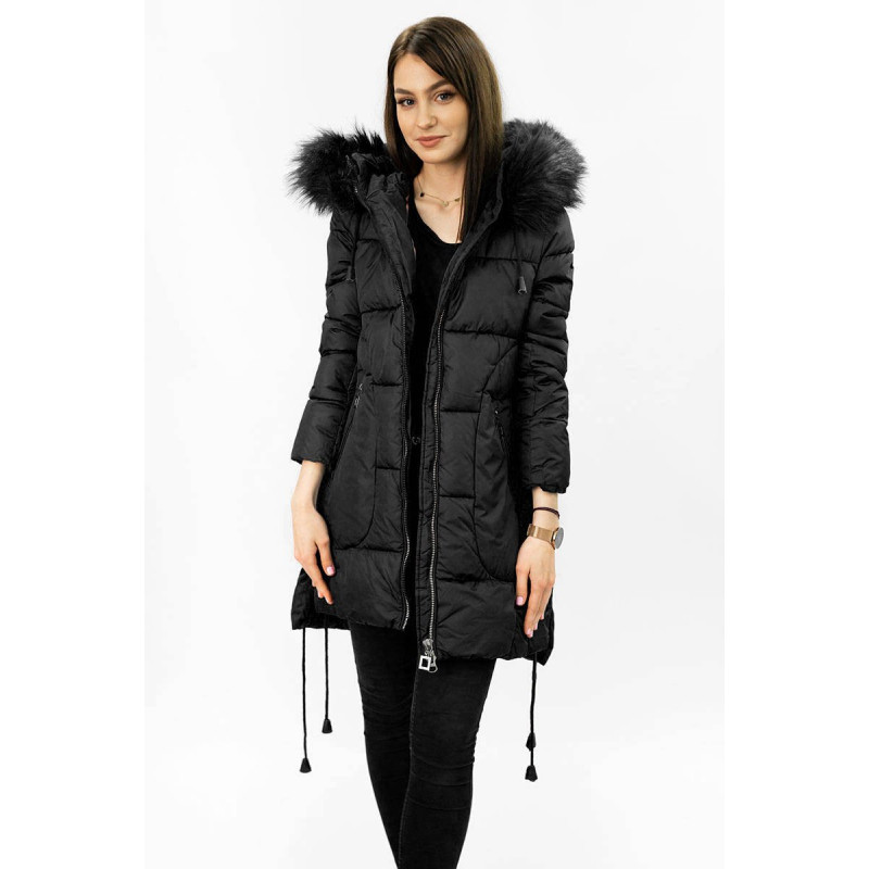 QUILTED HOODED JACKET BLACK (7690) striukė