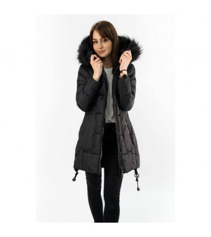 QUILTED HOODED JACKET BLACK (7690) striukė