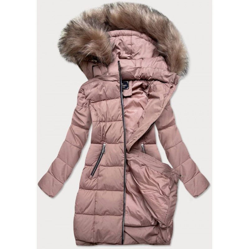 QUILTED HOODED JACKET VINTAGE PINK (7702) striukė