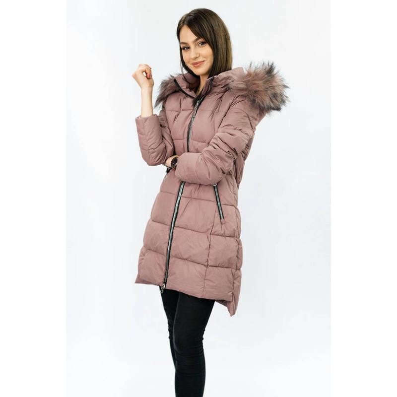 QUILTED HOODED JACKET VINTAGE PINK (7702) striukė