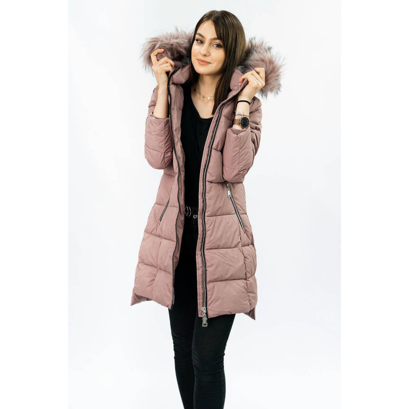 QUILTED HOODED JACKET VINTAGE PINK (7702) striukė