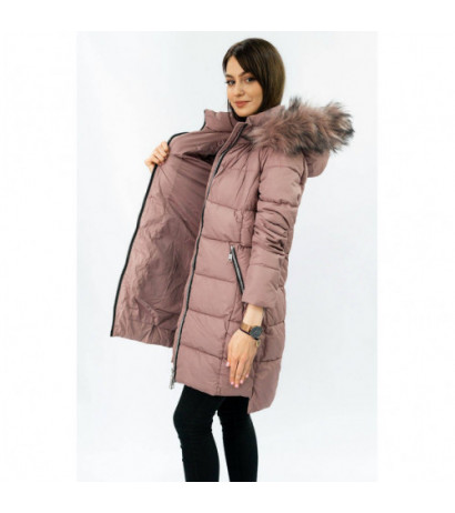 QUILTED HOODED JACKET VINTAGE PINK (7702) striukė