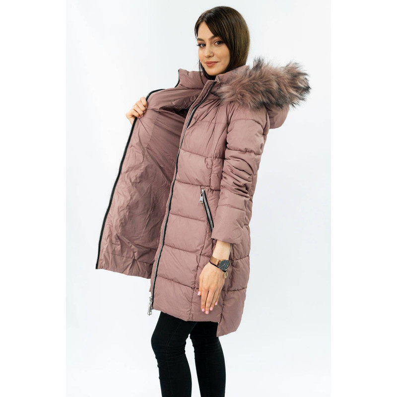 QUILTED HOODED JACKET VINTAGE PINK (7702) striukė