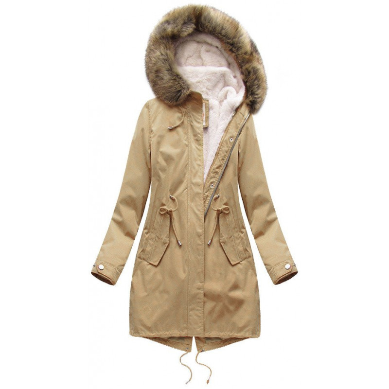 HOODED PARKA WITH LINER BEIGE (7626BIG) striukė