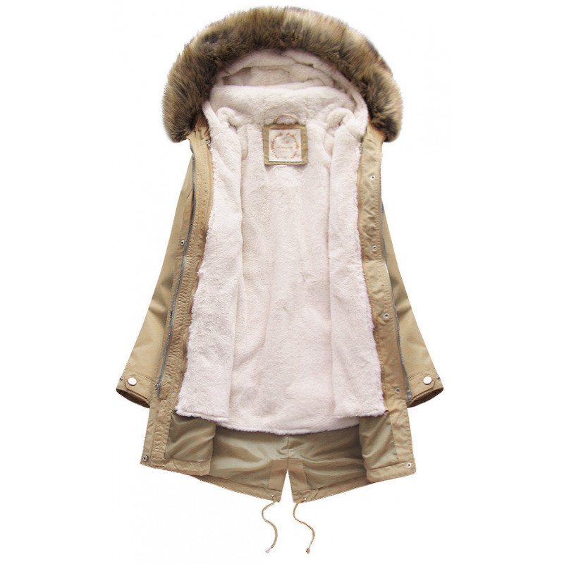 HOODED PARKA WITH LINER BEIGE (7626BIG) striukė