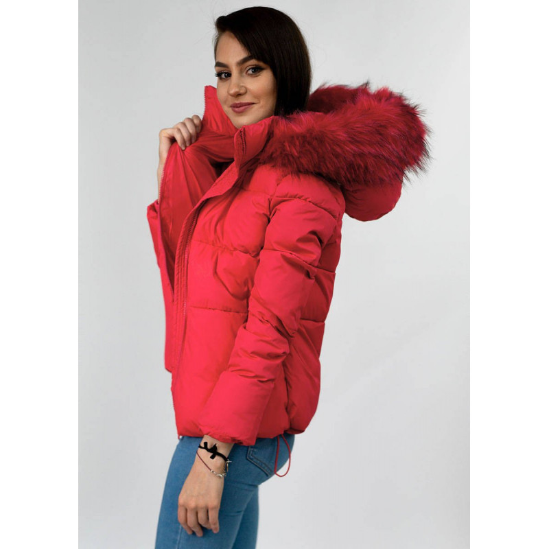 SHORT QUILTED RED JACKET (7694) striukė