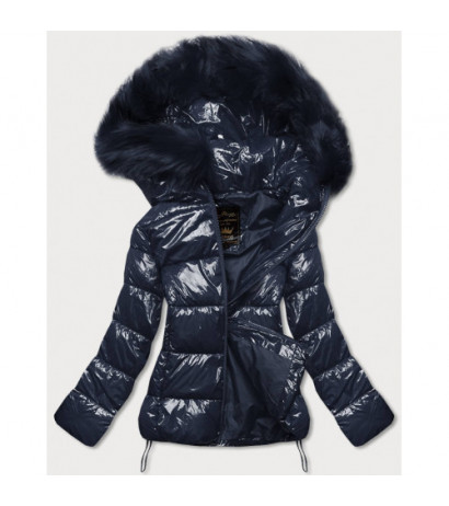 GLOSSY QUILTED NAVY JACKET (7693) striukė