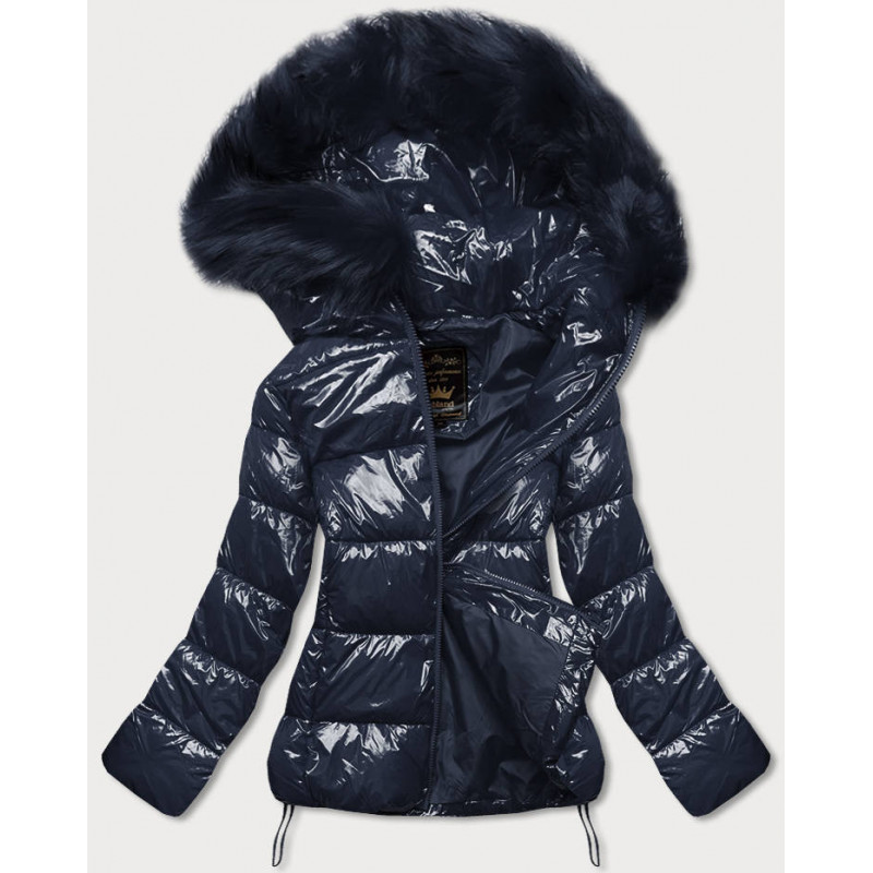 GLOSSY QUILTED NAVY JACKET (7693) striukė