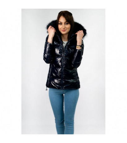 GLOSSY QUILTED NAVY JACKET (7693) striukė