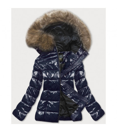 GLOSSY QUILTED NAVY JACKET (7695) striukė