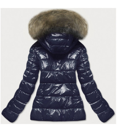 GLOSSY QUILTED NAVY JACKET (7695) striukė