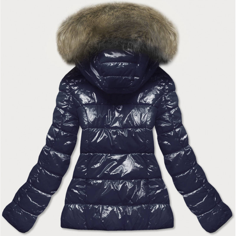 GLOSSY QUILTED NAVY JACKET (7695) striukė