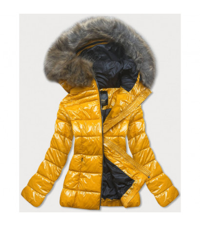 GLOSSY QUILTED YELLOW JACKET (7695) striukė