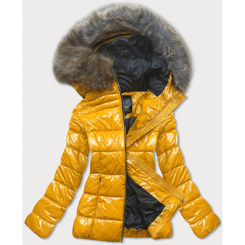 GLOSSY QUILTED YELLOW JACKET (7695) striukė