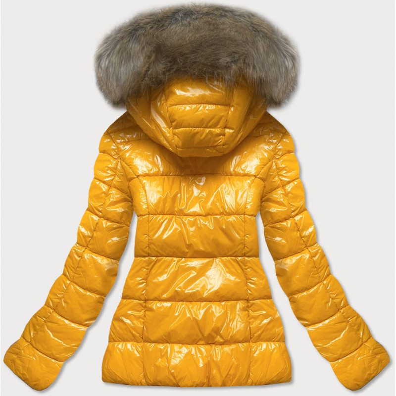 GLOSSY QUILTED YELLOW JACKET (7695) striukė