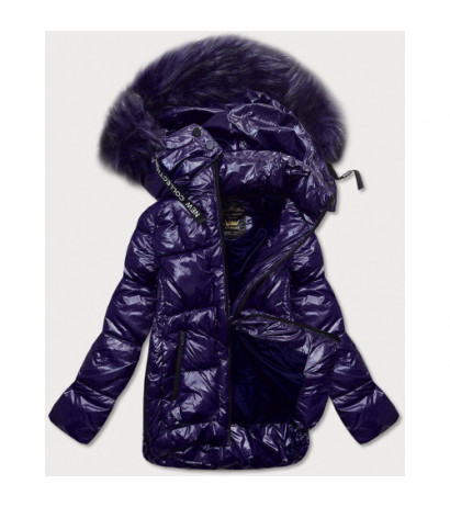 GLOSSY QUILTED NAVY JACKET (7697) striukė