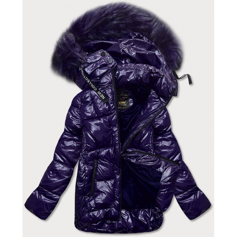 GLOSSY QUILTED NAVY JACKET (7697) striukė