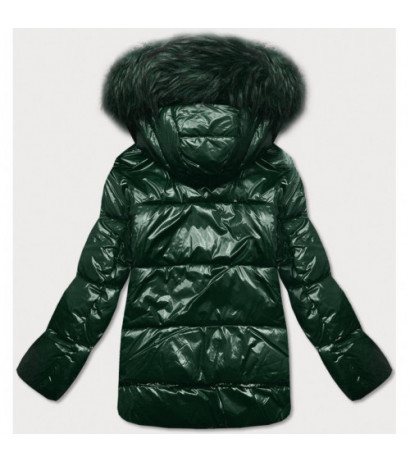 GLOSSY QUILTED DARK GREEN JACKET (7697) striukė