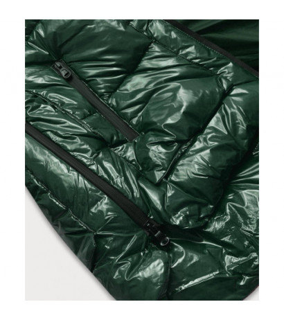 GLOSSY QUILTED DARK GREEN JACKET (7697) striukė