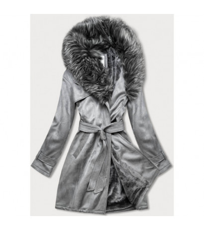 SUEDE JACKET WITH FUR GRAY (6515) striukė