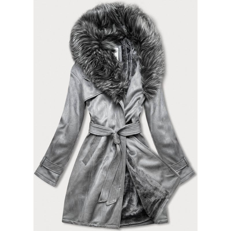 SUEDE JACKET WITH FUR GRAY (6515) striukė