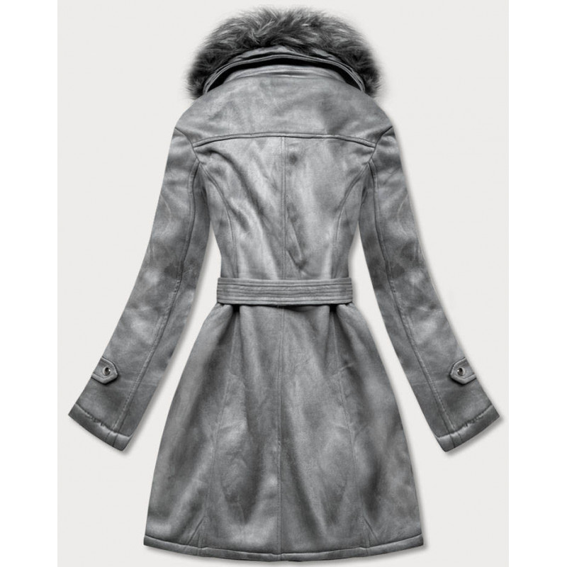 SUEDE JACKET WITH FUR GRAY (6515) striukė