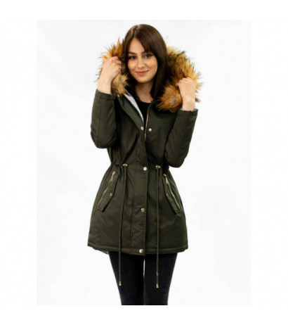 DOUBLE-SIDED PARKA WITH HOOD ARMY-GRAY (B2636) striukė