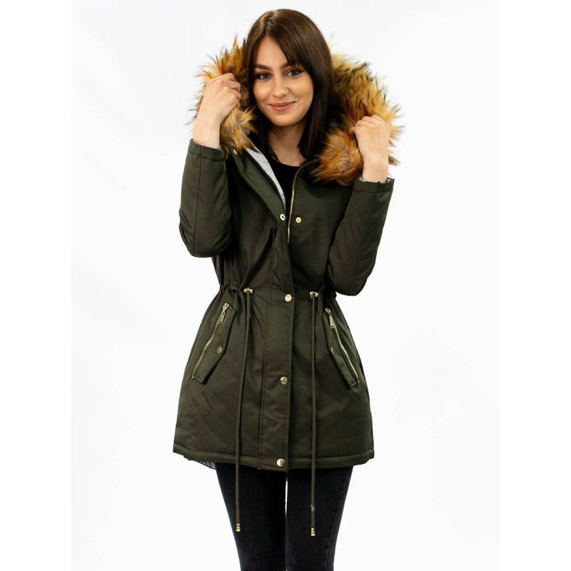 DOUBLE-SIDED PARKA WITH HOOD ARMY-GRAY (B2636) striukė