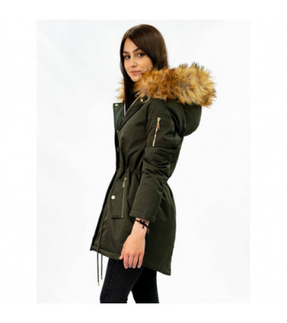 DOUBLE-SIDED PARKA WITH HOOD ARMY-GRAY (B2636) striukė