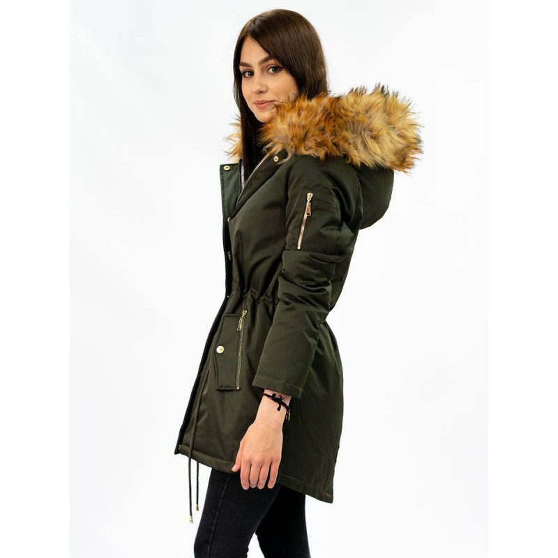 DOUBLE-SIDED PARKA WITH HOOD ARMY-GRAY (B2636) striukė