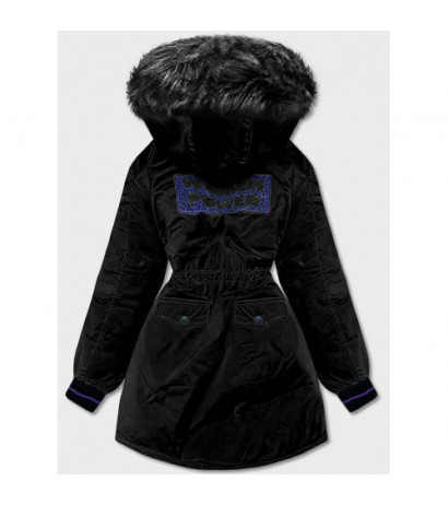 LONGER JACKET WITH HOOD BLACK (M8-757) striukė