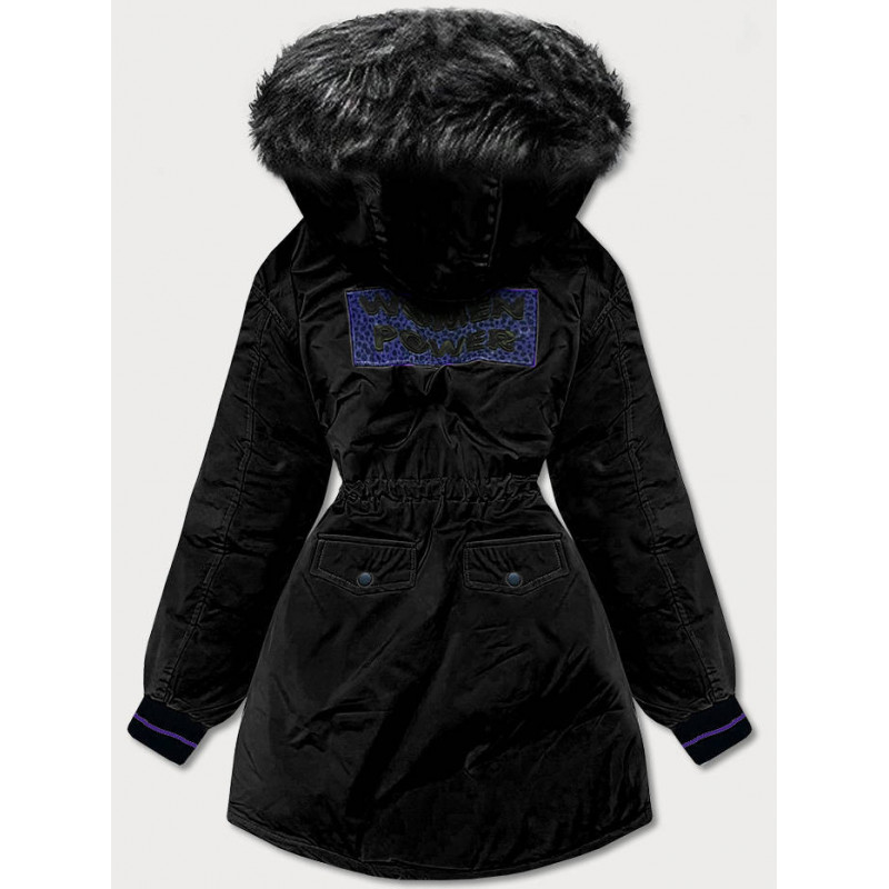 LONGER JACKET WITH HOOD BLACK (M8-757) striukė