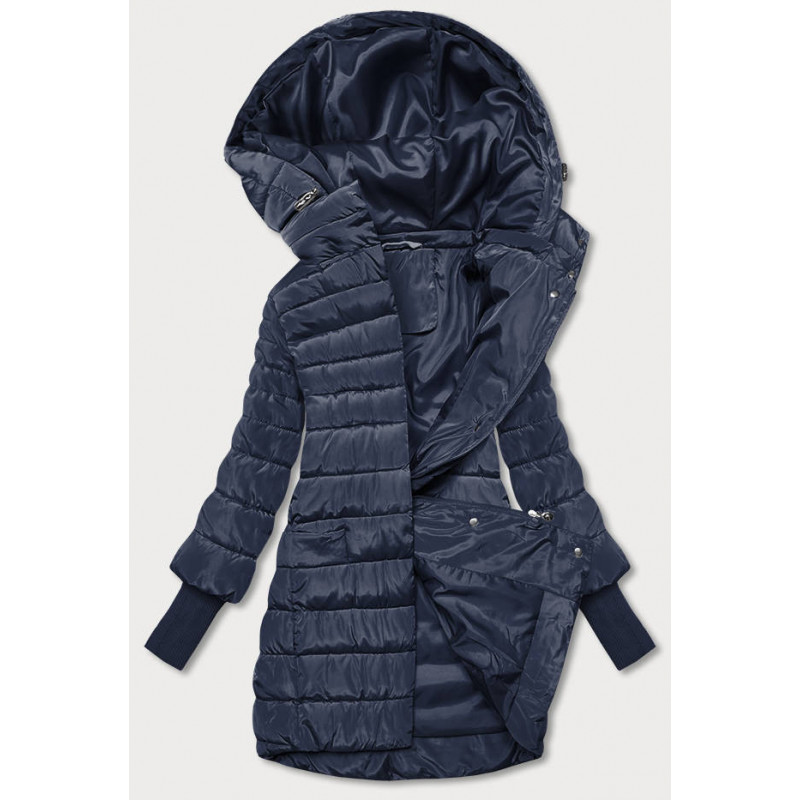 LONG JACKET WITH HOOD BLACK (PM7231) striukė