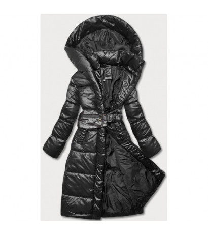 LONG JACKET WITH HOOD BLACK (PM7231) striukė