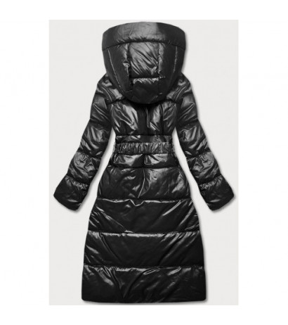 LONG JACKET WITH HOOD BLACK (PM7231) striukė