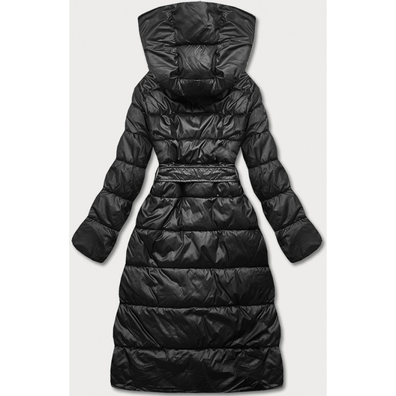 LONG JACKET WITH HOOD BLACK (PM7231) striukė