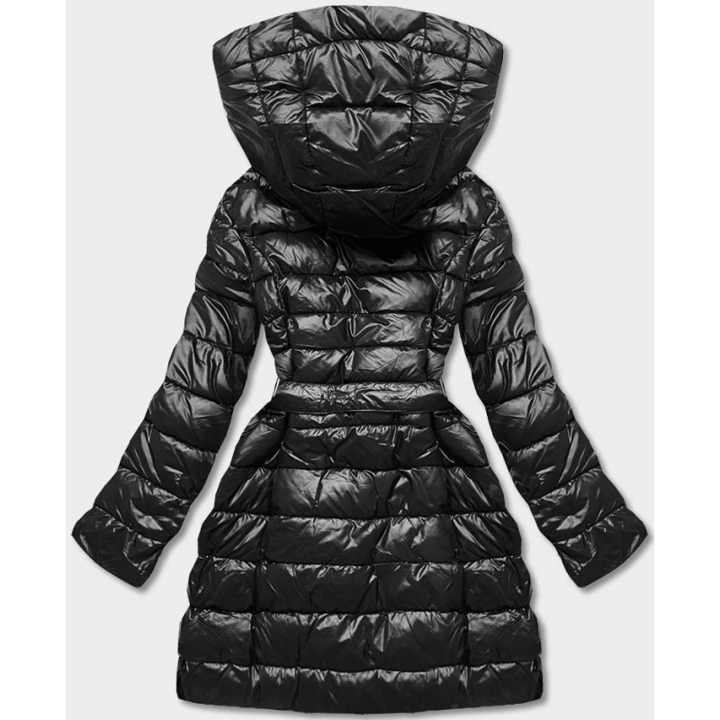 LONG JACKET WITH HOOD BLACK (PM7231) striukė