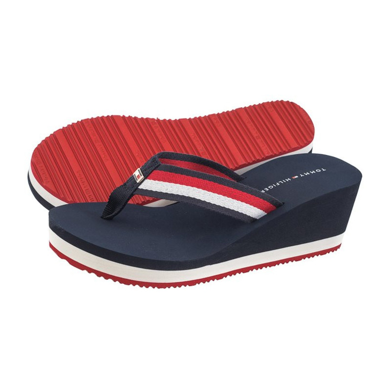 Tommy Hilfiger Corporate Wedge Beach Sandal Red/White/Blue FW0FW07987 0G0 (TH1080-a) kingad