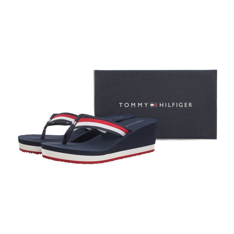 Tommy Hilfiger Corporate Wedge Beach Sandal Red/White/Blue FW0FW07987 0G0 (TH1080-a) kingad