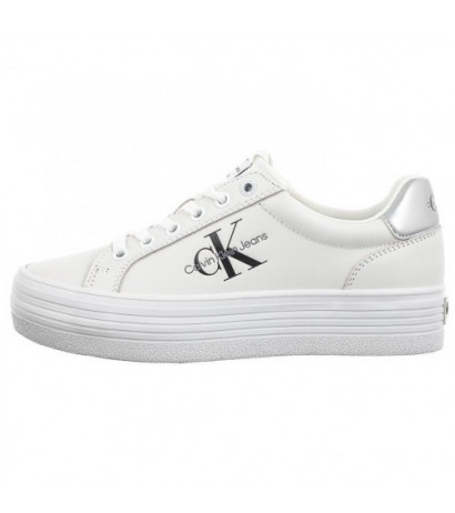 Calvin Klein Vulc Flatform Laceup Lth Bright White/Silver YW0YW01474 0K9 (CK507-a) kingad