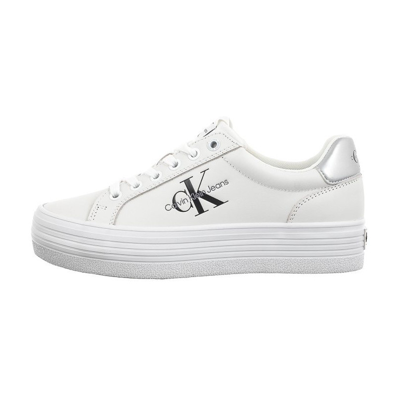 Calvin Klein Vulc Flatform Laceup Lth Bright White/Silver YW0YW01474 0K9 (CK507-a) kingad