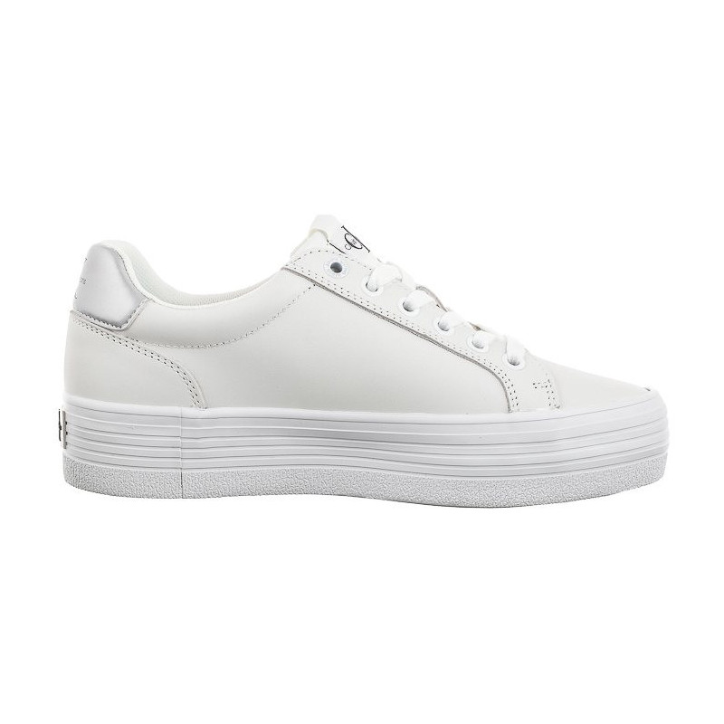 Calvin Klein Vulc Flatform Laceup Lth Bright White/Silver YW0YW01474 0K9 (CK507-a) kingad