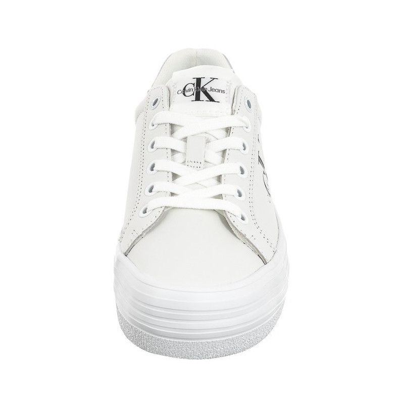 Calvin Klein Vulc Flatform Laceup Lth Bright White/Silver YW0YW01474 0K9 (CK507-a) kingad