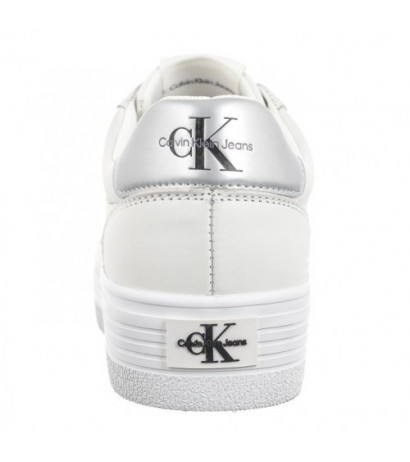 Calvin Klein Vulc Flatform Laceup Lth Bright White/Silver YW0YW01474 0K9 (CK507-a) kingad