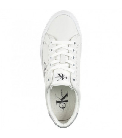 Calvin Klein Vulc Flatform Laceup Lth Bright White/Silver YW0YW01474 0K9 (CK507-a) kingad